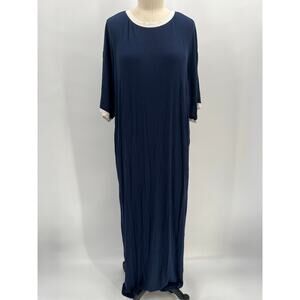 SKIMS Navy Maxi Dress with Cream Trim
